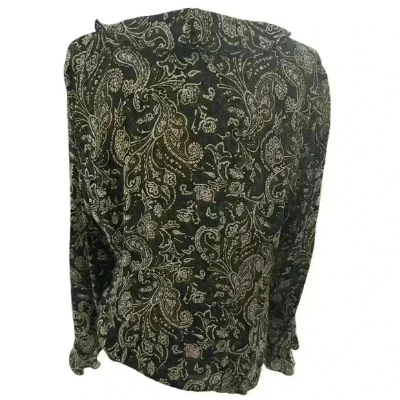 Venezia Jeans 100% Silk Paisley Ruffle, 18/20 - Vintage, Long Sleeve, Boho Chic - Picture 3 of 3